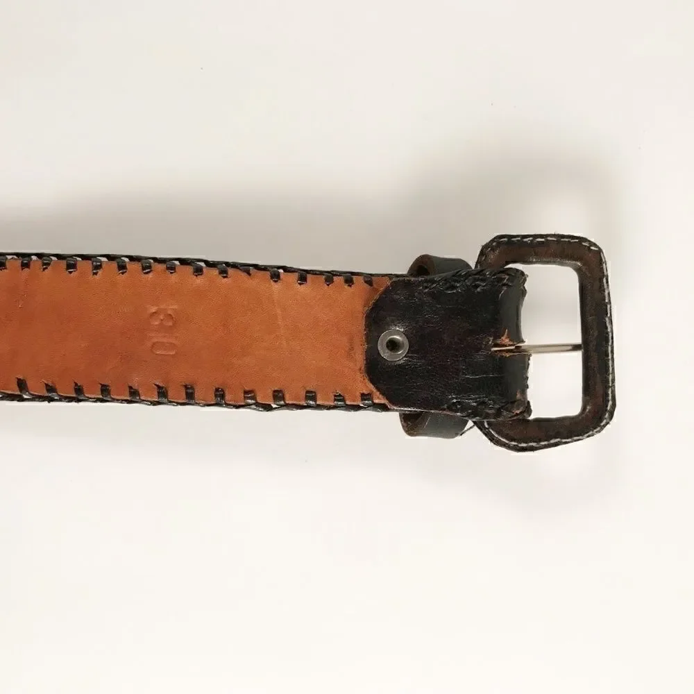 Vintage 90's Black belt with Colorful Pattern